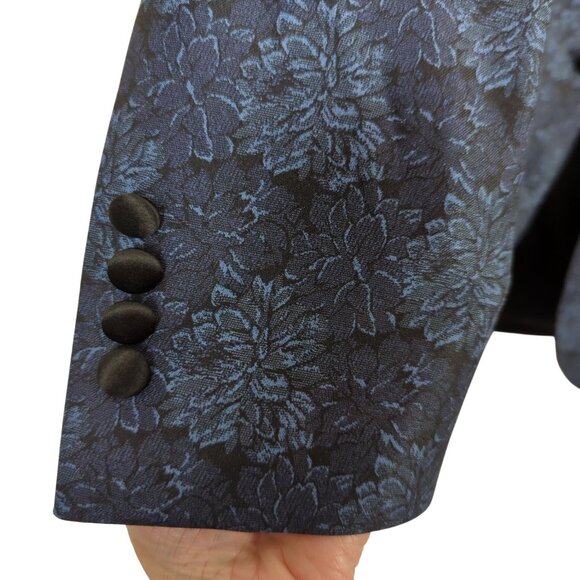 Egara Men's Dinner Jacket blue black 40 R Slim Fit Floral Peak Lapel - Picture 10 of 16
